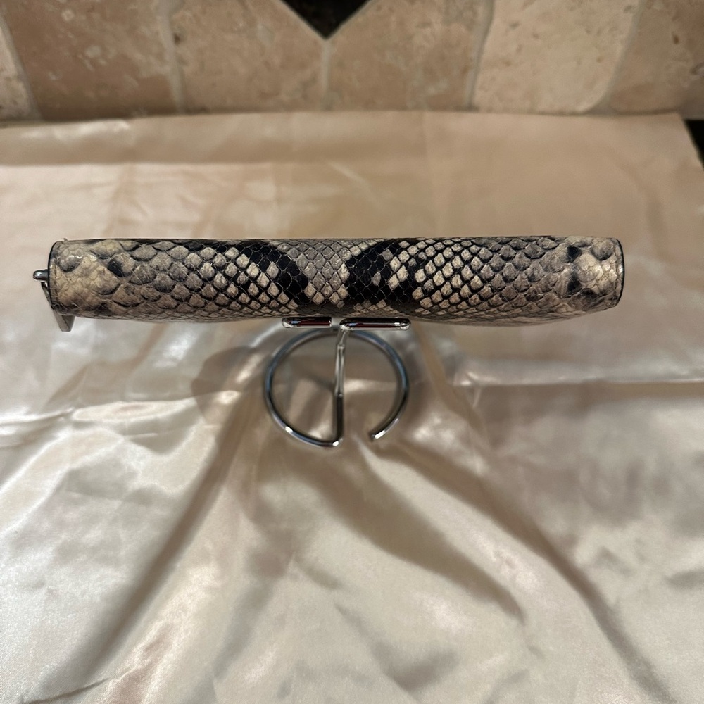 Tory Burch Wallet Python Embossed Leather,Silver … - image 5